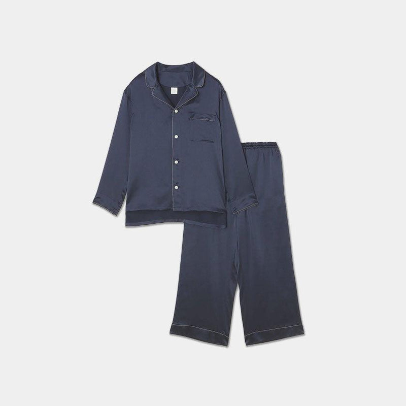 【パジャマ】シルク エレガントネイビー セットアップ | Foo Tokyo