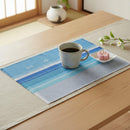 【プレイスマット】 やいまリーフ (青) 中 | 八重山みんさー織り |あざみ屋｜使用イメージ（演出・テーブルコーディネート）※手作りのため色・風合いは一点ごとに異なります