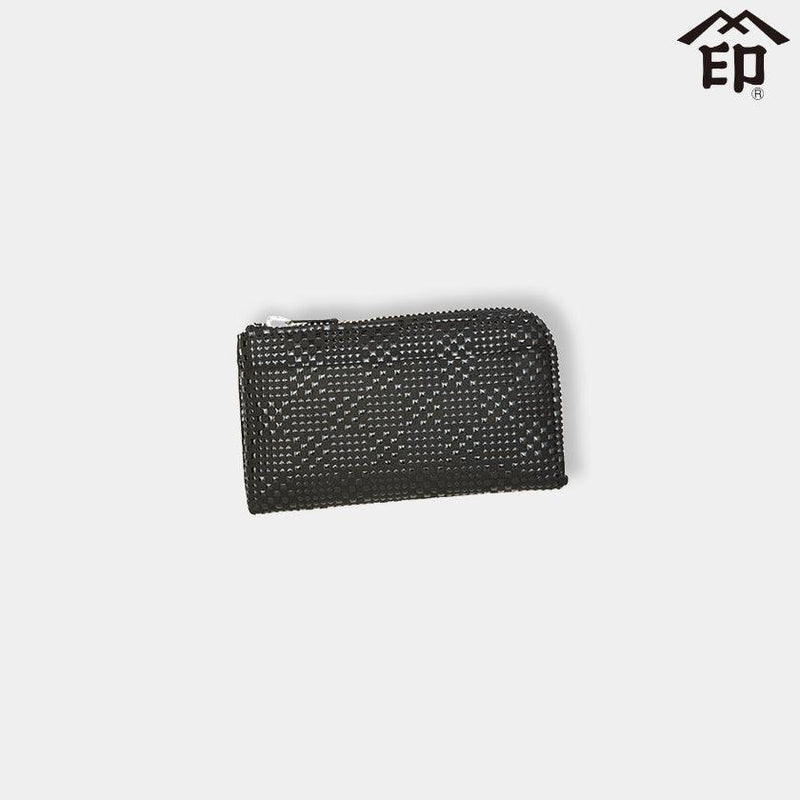 【財布】F小銭入れ05 変わり市松小 (黒地x黒漆) | 甲州印伝 | 印傳屋
