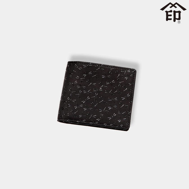 【財布】札入れF トンボ (黒地x黒漆) | 甲州印伝 | 印傳屋