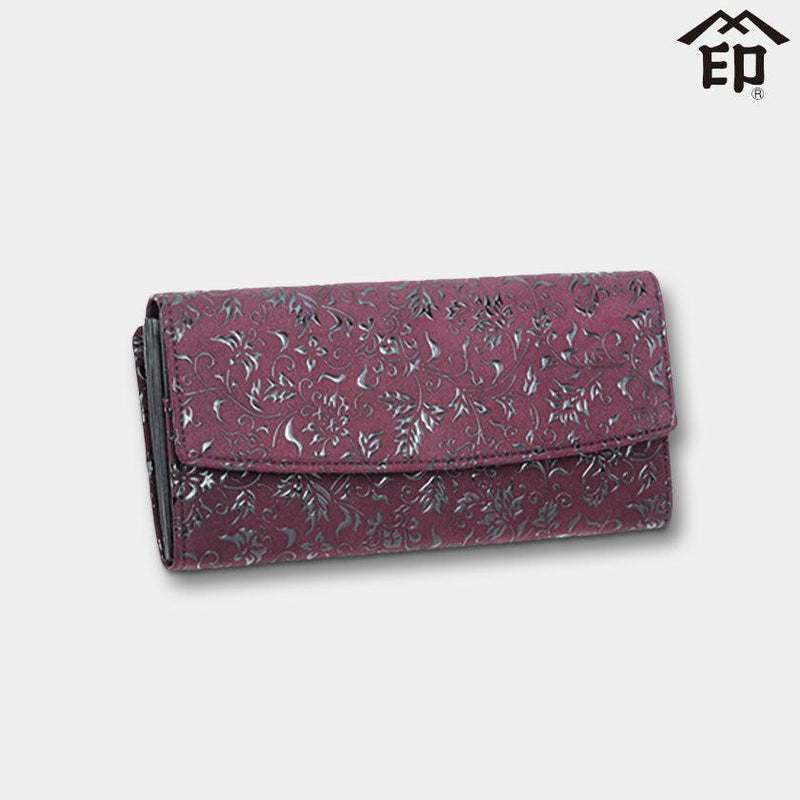 【長財布】束入れS 花唐草 (紫地x黒漆) | 甲州印伝 | 印傳屋