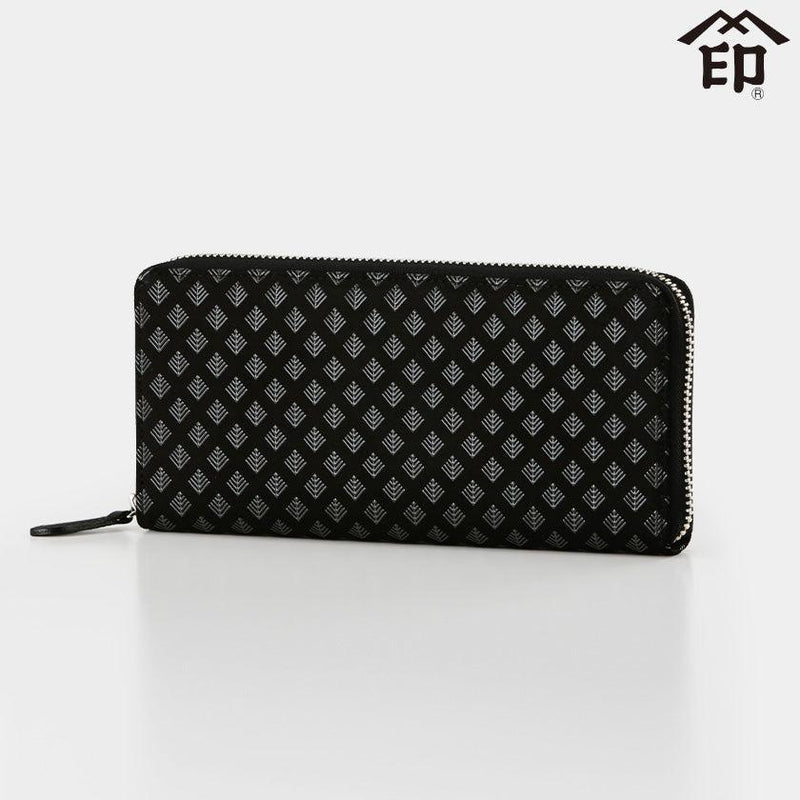 【長財布】束入れJ 若松菱 (黒地×グレー漆) | 甲州印伝 | 印傳屋