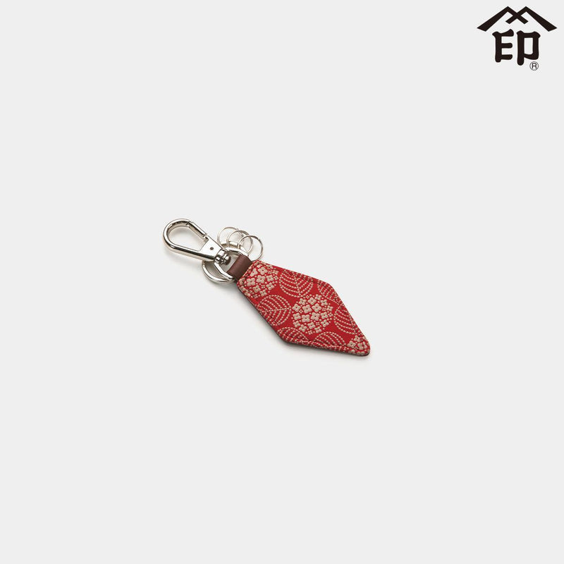 【キーホルダー】キーホルダーE あじさい (赤地×白漆) | 甲州印伝 | 印傳屋