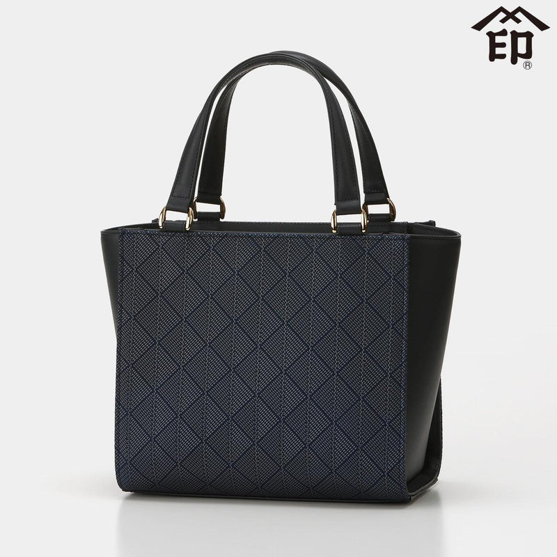 【バッグ】79ハンドバッグ クリスタルライン (紺地xグレー漆) | 甲州印伝 | 印傳屋