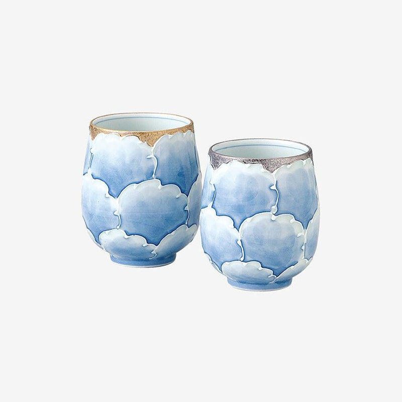 【湯呑ペア】プラチナ牡丹 組湯呑 | 波佐見焼 | 西海陶器