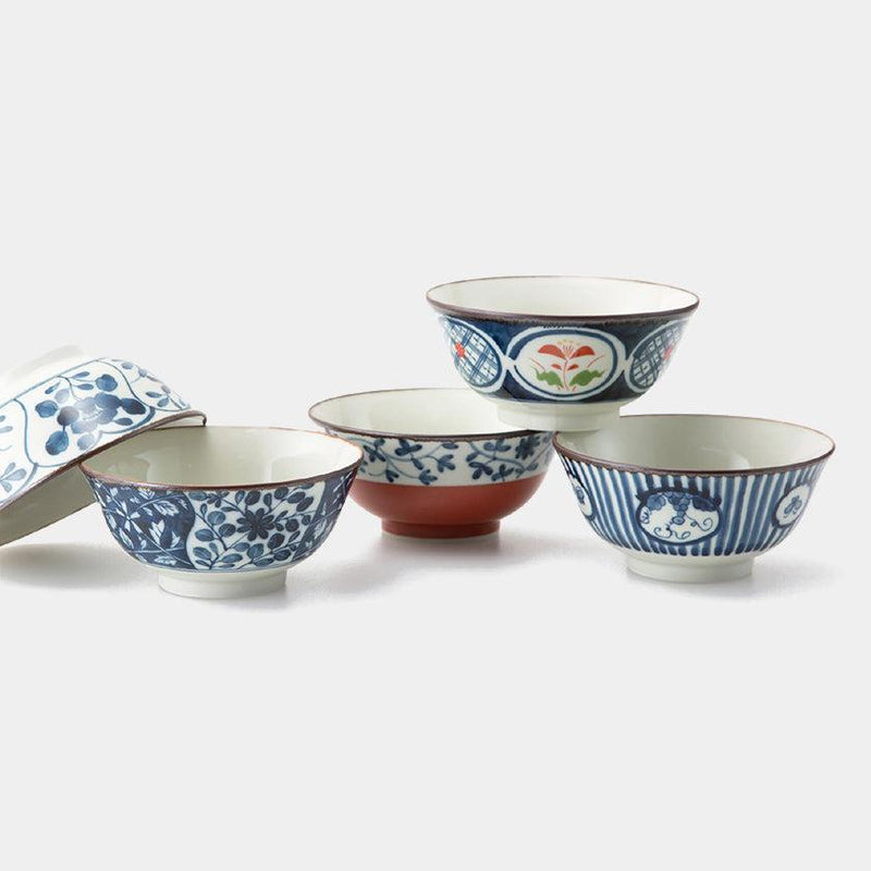【丼 5個セット】古染絵変り 多用鉢揃 | 波佐見焼 | 西海陶器