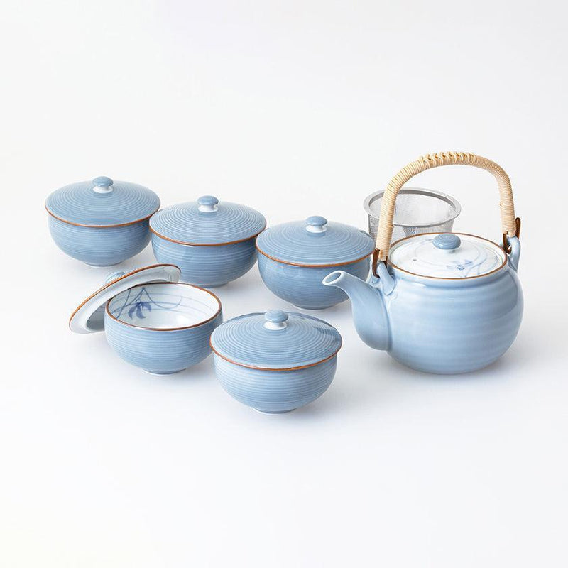 【茶器 6点セット】グレー蘭 蓋付茶器揃 | 波佐見焼 | 西海陶器