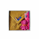 【ベビーギフトセット】ループ付きタオル×1 (ゴールド) / スタイ×1 (ローズ) / チーフベア×1 (カシス) | オーガニックタオル | ヒポポタマス