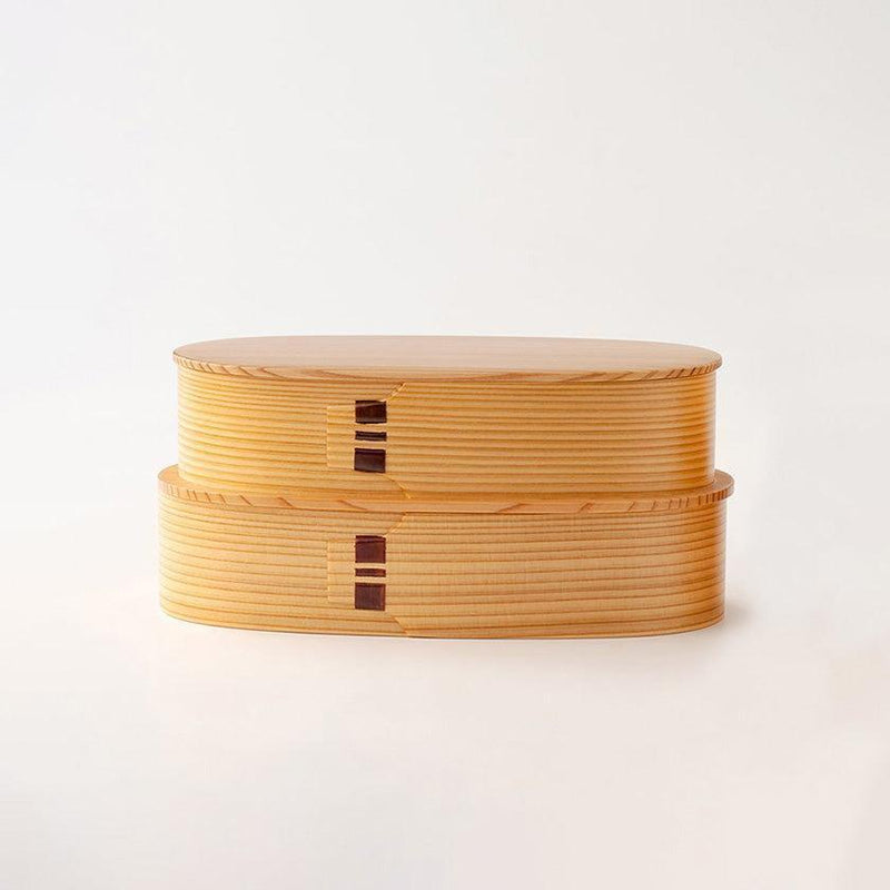 【お弁当箱】小判型 入子 (小) | 大館曲げわっぱ | 栗久