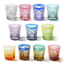 【江戸切子】菊繋ぎに籠目紋 オールドグラス | TABLEAU