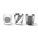 【江戸硝子】黒小紋「鹿の子」「三筋格子」「割付柄」 フリーカップ | TABLEAU