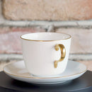 【磁器】大倉陶園 ゴールドライン（クープシェープ） ブランチセット（ミート皿、ポリッジボール、モーニングカップ各2点）