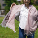 【ストール】KASANE 小豆色 (ペールピンク×ラセットブラウン) | 郡内織物 | 富士桜工房