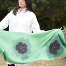 【絞り染め】三毳山麓工房 ストール 玉のり猿紋 グリーン