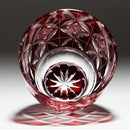 【ぐい呑】菊七宝 -kiku shippo- (赤)｜切子