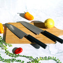 【三徳包丁 ダマスカス】AUS10 槌目 藍染 青 樫八角柄 170mm 日本製