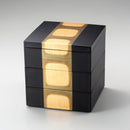 【重箱】古代箔 三段重 (黒) | 金沢箔 | 箔一