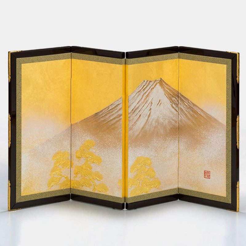 【屏風】四曲小 富士 | 金沢箔 | 箔一 (大型配送料2,500円)