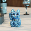 【招き猫】迷彩柄 (青) M | 江戸木目込み | 柿沼人形