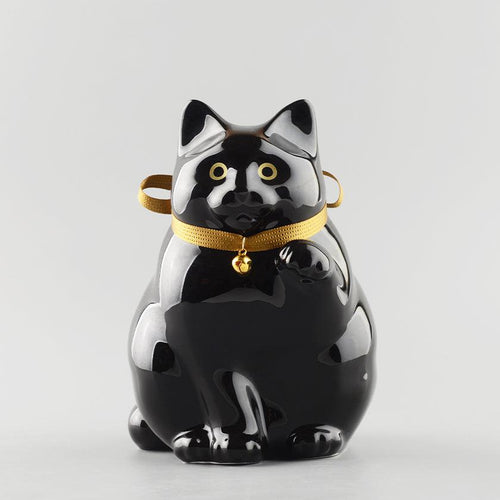 【招き猫】へそくりの招き猫 弍号 黒丸 | 肥前吉田焼 | Kata Koto