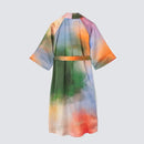 【ルームウェア】ウォータカラーシルクガウン ミスティレイク