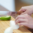 【ペティナイフ】150ｍｍ 高炭素ステンレス鋼割込 磨きダマスカス 樫八角柄-柿渋仕上- | 堺刃物 | 山脇刃物製作所