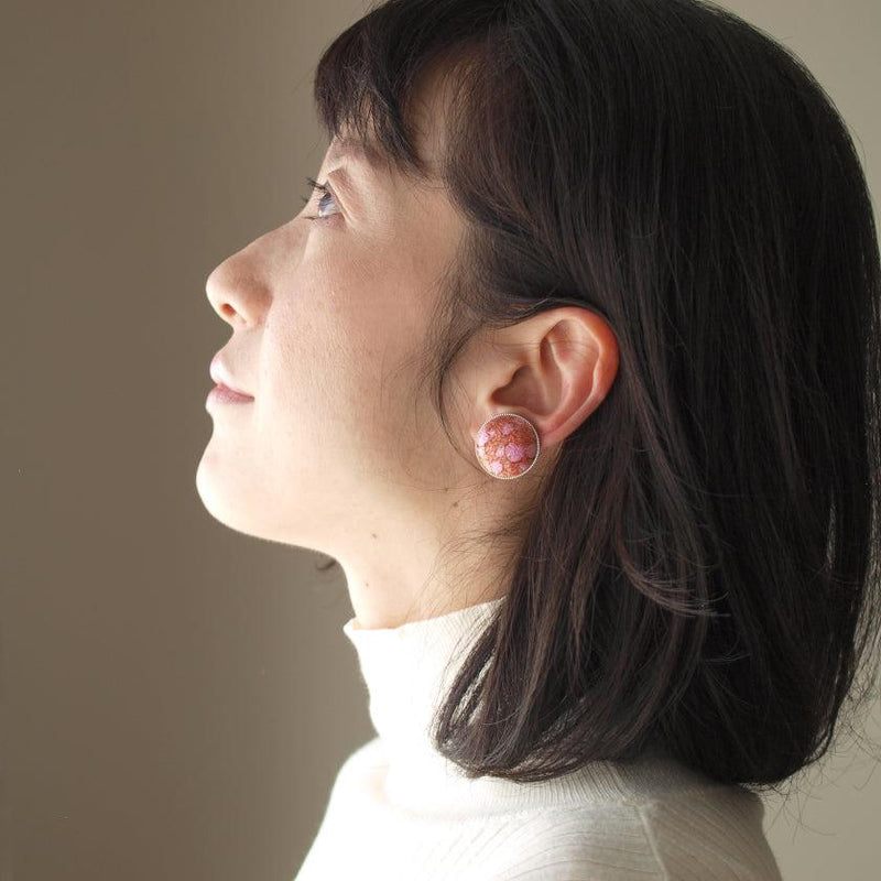 【イヤリング】丸20mm 透(Suke) 全6色 | 無線銀貼七宝