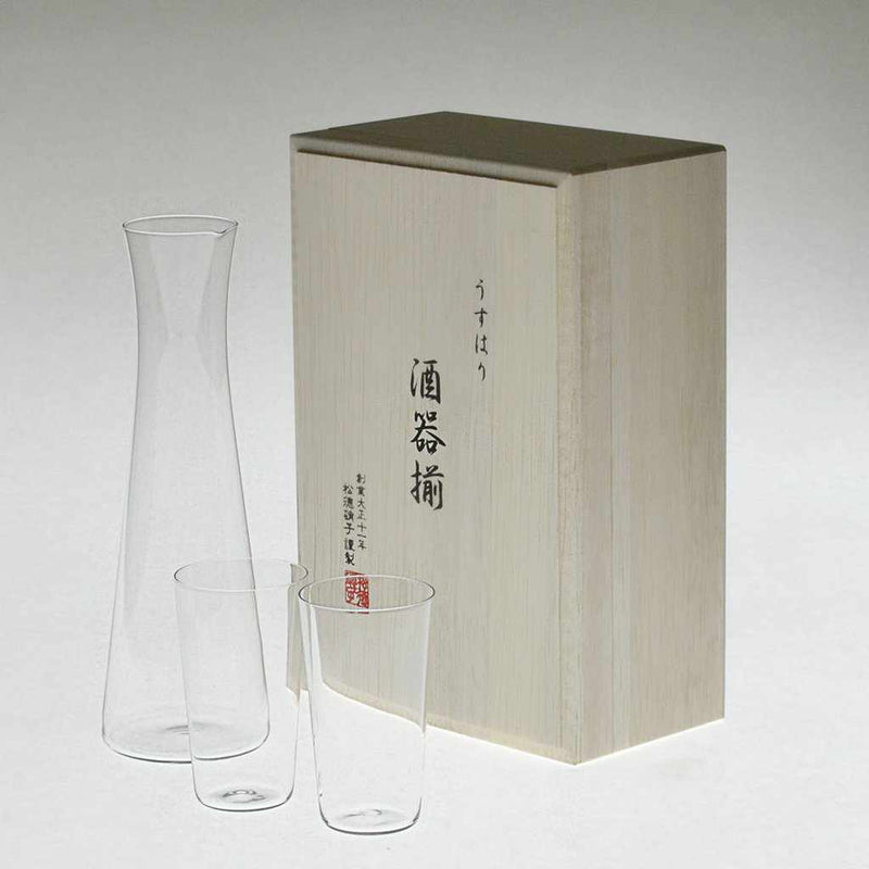 【江戸硝子】うすはり 酒器揃 3点セット 木箱入