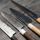 【三徳包丁 堺打刃物】ゴールド割込 V5 槌目 樫八角柄 180mm 日本製 一刀斎虎徹