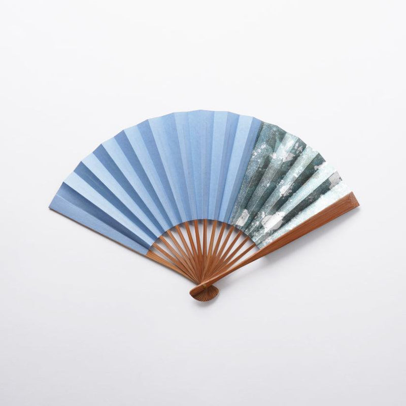【扇子】箔彩 ブルー  6.5寸 | 京扇子 | 米原康人