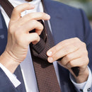 【手織りネクタイ】KUSKA ガルザタイ ダークブラウン 日本製 手織り