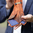 【手織り】KUSKA 丹後ジャカードタイ (オレンジ)