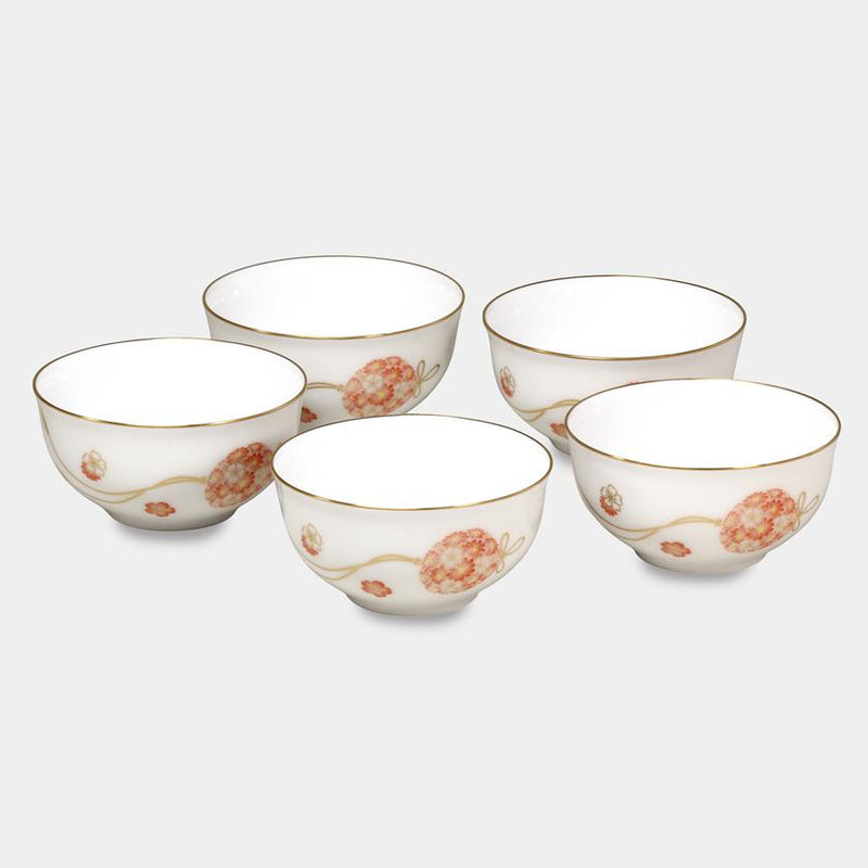 【磁器】大倉陶園 花毬 湯呑み（5客揃）