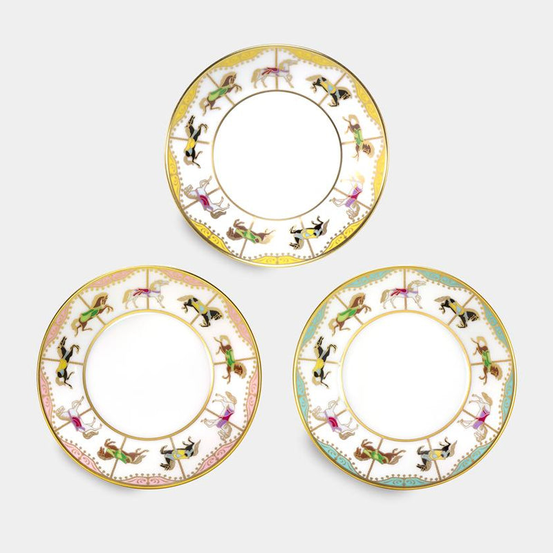 【磁器】大倉陶園 「うまくゆく 回転木馬」 10cmミニディッシュ（3色セット）