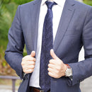 【西陣織】Nekado プリーツタイ ヘリンボーン ネイビー