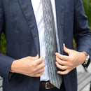 【西陣織】Nekado プリーツタイ 縦スト グレー