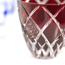 【ぐい呑】菊と矢来 -kiku yarai- (赤)｜切子