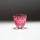 【ぐい呑】菊七宝 -kiku shippo- (金赤)｜切子