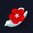 【アクセサリー】茜 (丸ブローチ、六角ブローチ、ヘアクリップ、ヘアゴム 4点セット ) | つまみ細工