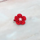 【アクセサリー】茜 (丸ブローチ、六角ブローチ、ヘアクリップ、ヘアゴム 4点セット ) | つまみ細工