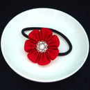 【アクセサリー】茜 (丸ブローチ、六角ブローチ、ヘアクリップ、ヘアゴム 4点セット ) | つまみ細工