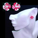 【アクセサリー】リバティプリント柄 (丸ブローチ、4弁花ブローチ、ピアス、ペンダント ： 4点セット ) | つまみ細工