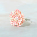 【アクセサリー】ウィローウッド柄 (ブローチ、ヘアクリップ、リング、ピアス 4点セット ) | つまみ細工