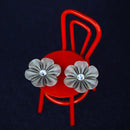 【ピアス】クロースフラワー 錫 (すず) | つまみ細工