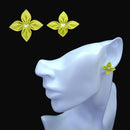 【ピアス】クロースフラワーピアス サニーイエロー色 | つまみ細工 | eつまみ