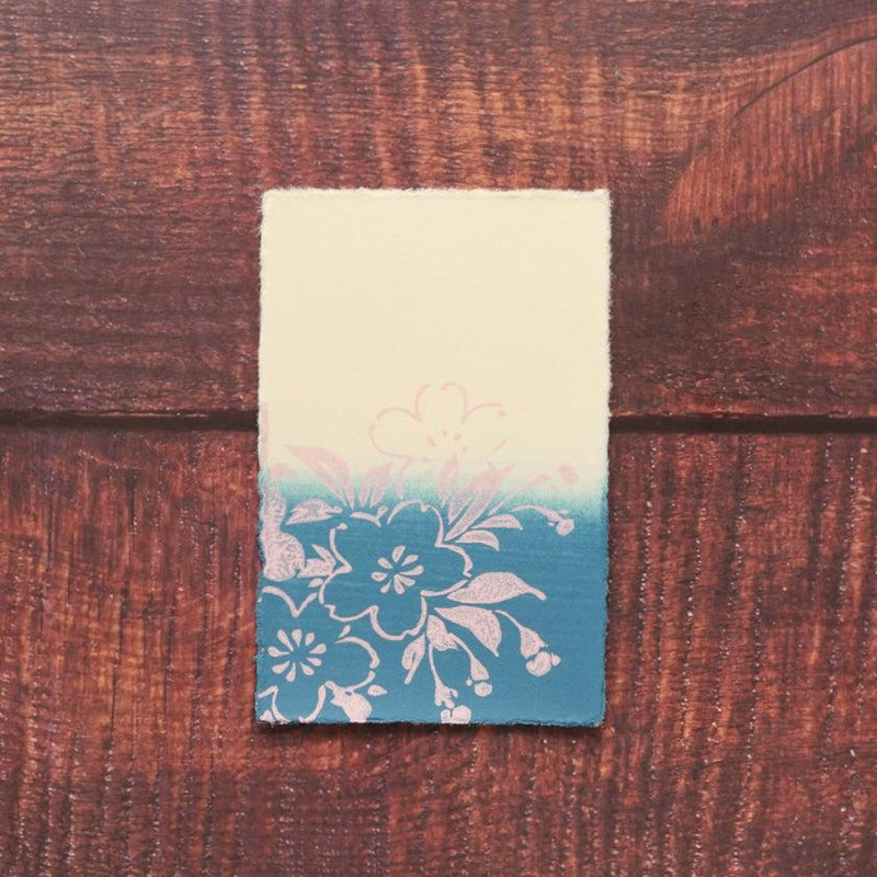 【はがき】桜 桜色 藍地 (1枚)｜唐紙