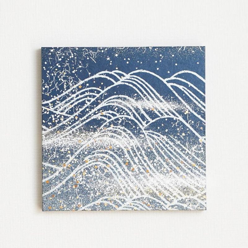 【アートパネル】夏 大波・藍 (L) | 金銀砂子細工 | 逸品集（菊池襖紙工場）