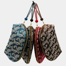 【ポーチ】西陣織シルク シェル型 京組紐引手 迷彩グレンチェック (ブルー迷彩) | 西陣織 | Atelier Kyoto Nishijin