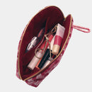 【ポーチ】西陣織シルク シェル型 京組紐引手 迷彩グレンチェック (レッド迷彩) | 西陣織 | Atelier Kyoto Nishijin