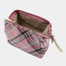 【ポーチ】撥水加工 西陣織シルク がばっと開くアクセサリーポーチ マルチチェック (ローズピンク) | 西陣織 | Atelier Kyoto Nishijin